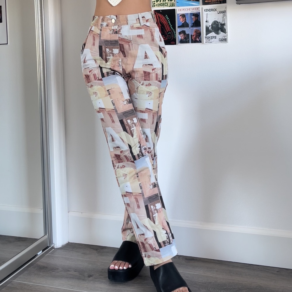 Printed mom leg jeans